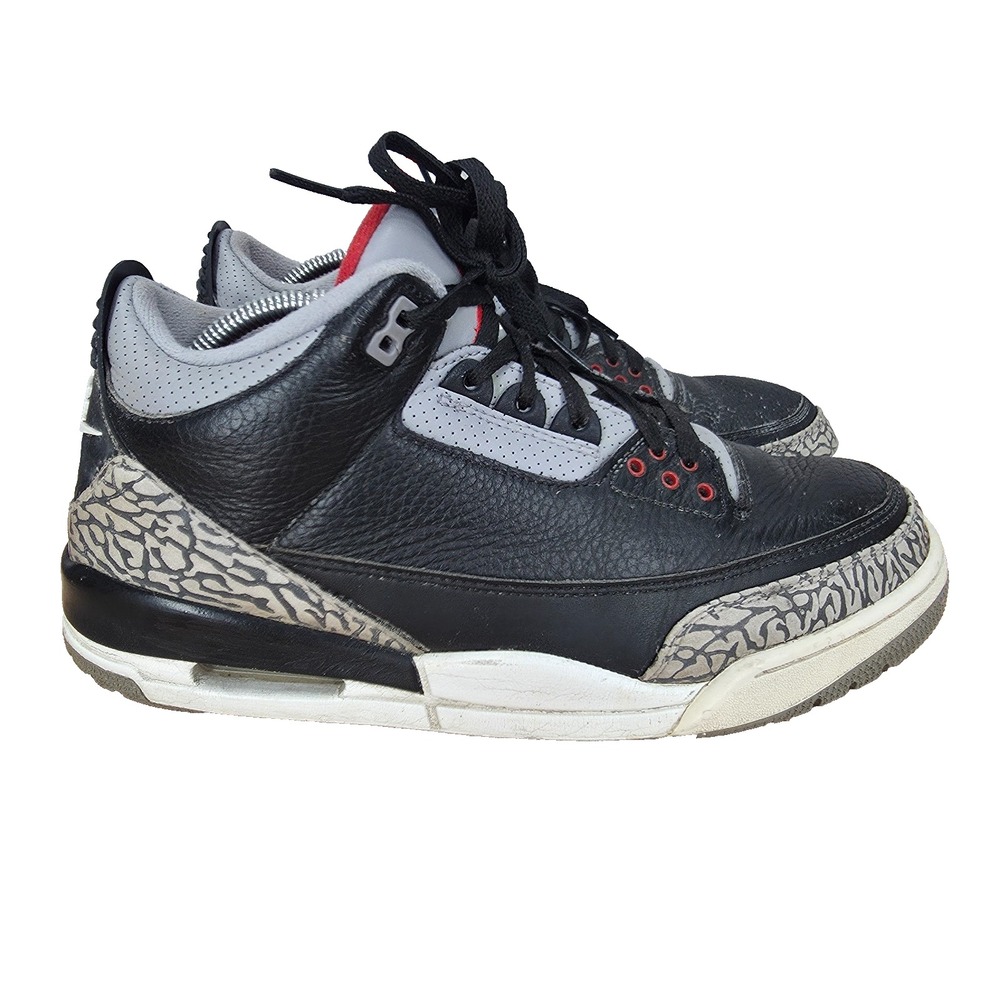 Air Jordan 3 Retro OG Sneakers Mens 10 Black Cement Basketball Shoes 854262-001